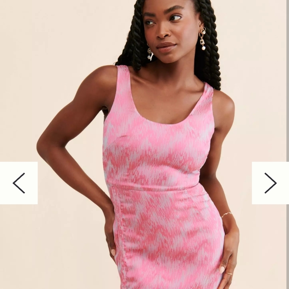 Anthropologie NWOT Pink and Silver Midi Dress. Sz L - Picture 3 of 4